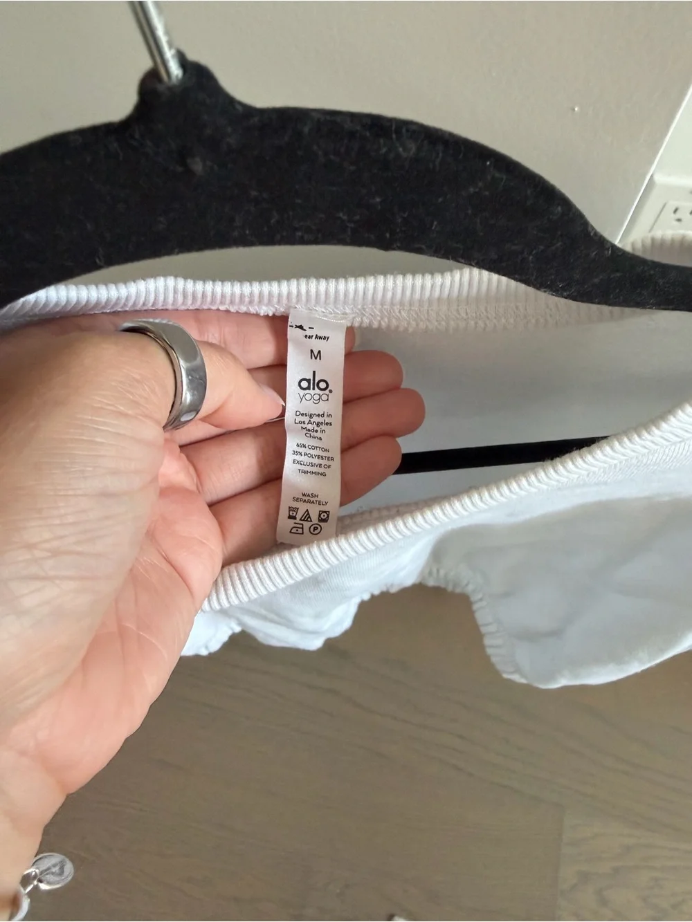 ALO Yoga White Ribbed Trim Top